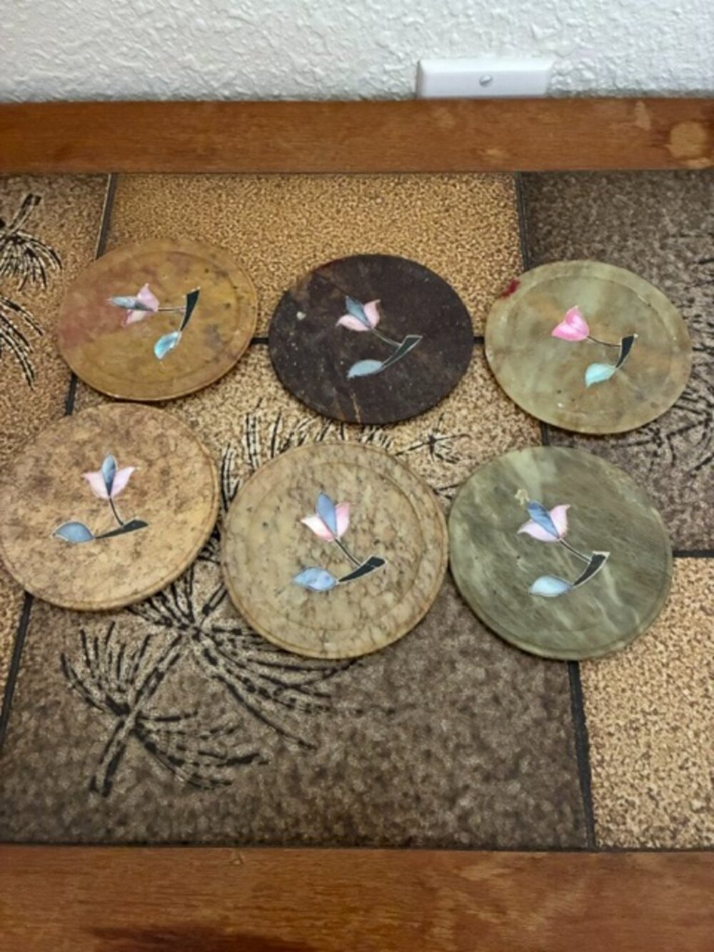 Vintage Soapstone inlay Coasters